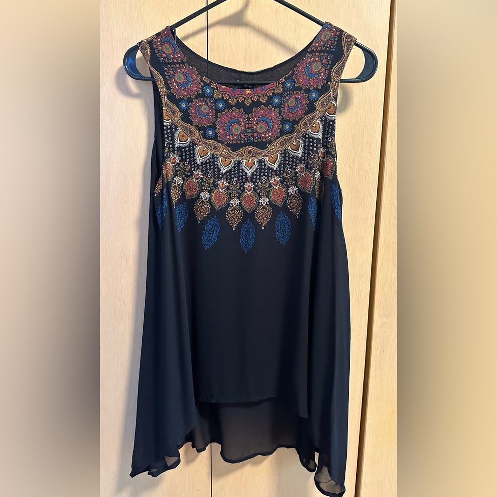 Desigual Sleeveless Hi-Low Layered Blouse - NWT